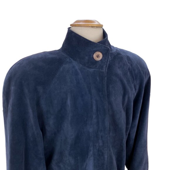 Vintage Abercrombie & Fitch Suede Aviator Military Jacket Blue 70s USA Made-L - Picture 2 of 14